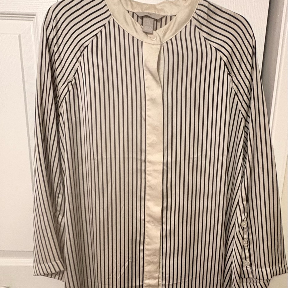 H&M Black and White Striped Blazer